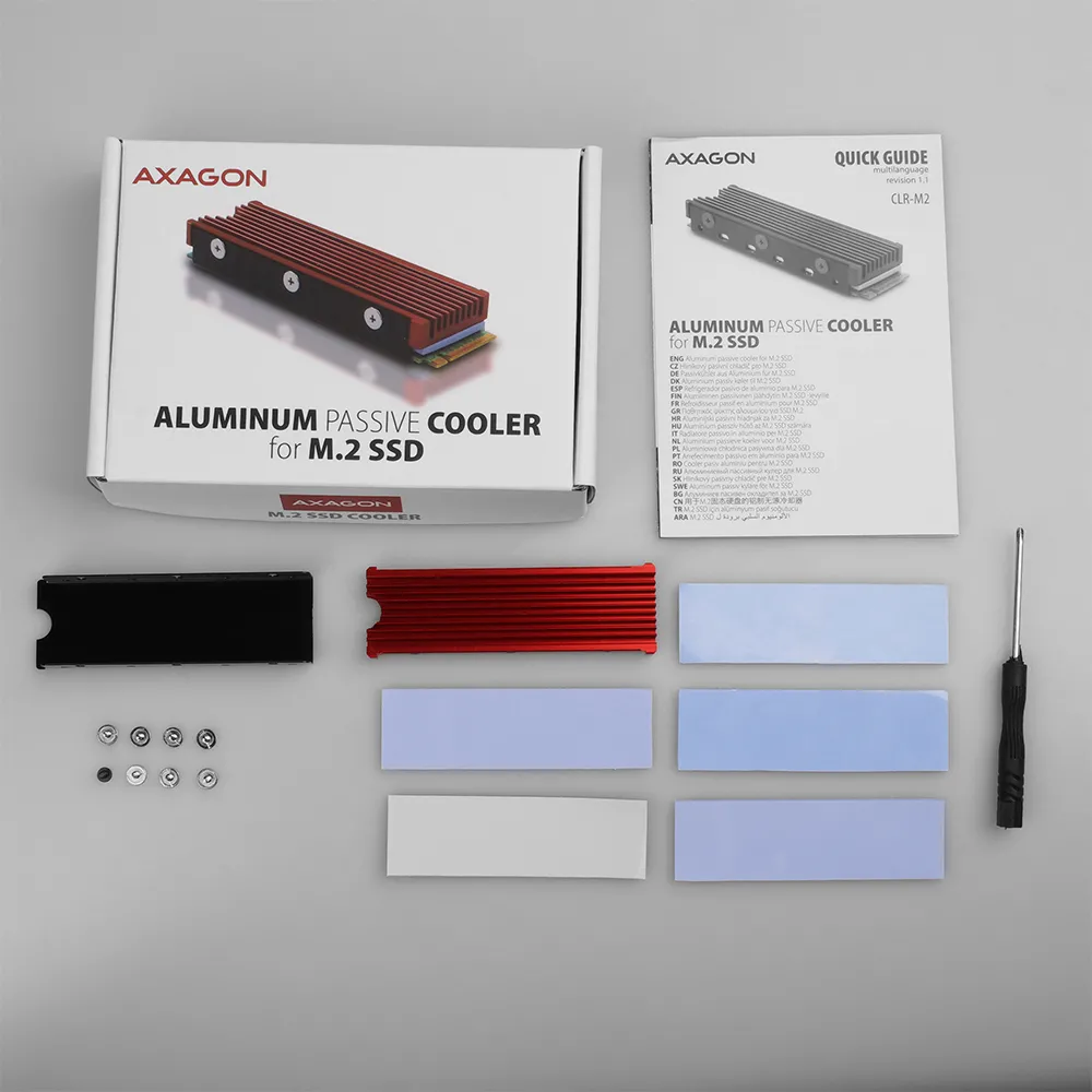 Dissipateur thermique pour SSD M.2 2280 Axagon CLR-M2 (Noir/Rouge)