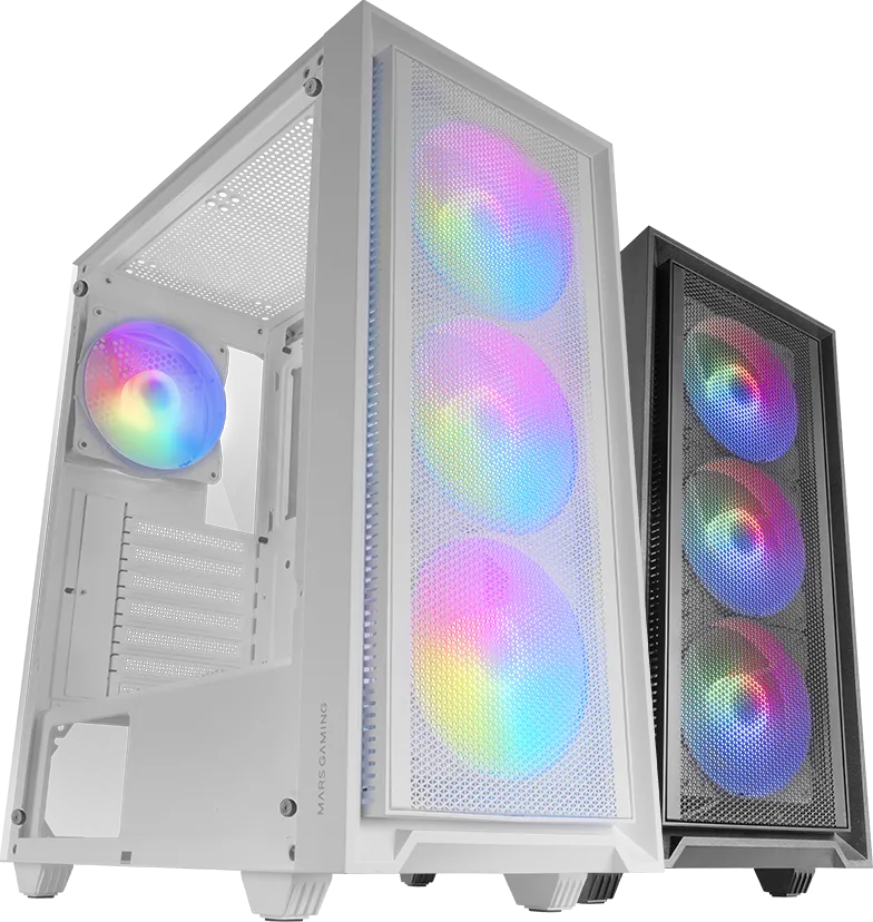Boitier Moyen Tour ATX Mars Gaming MC-Air RGB avec panneau vitré (Blanc)