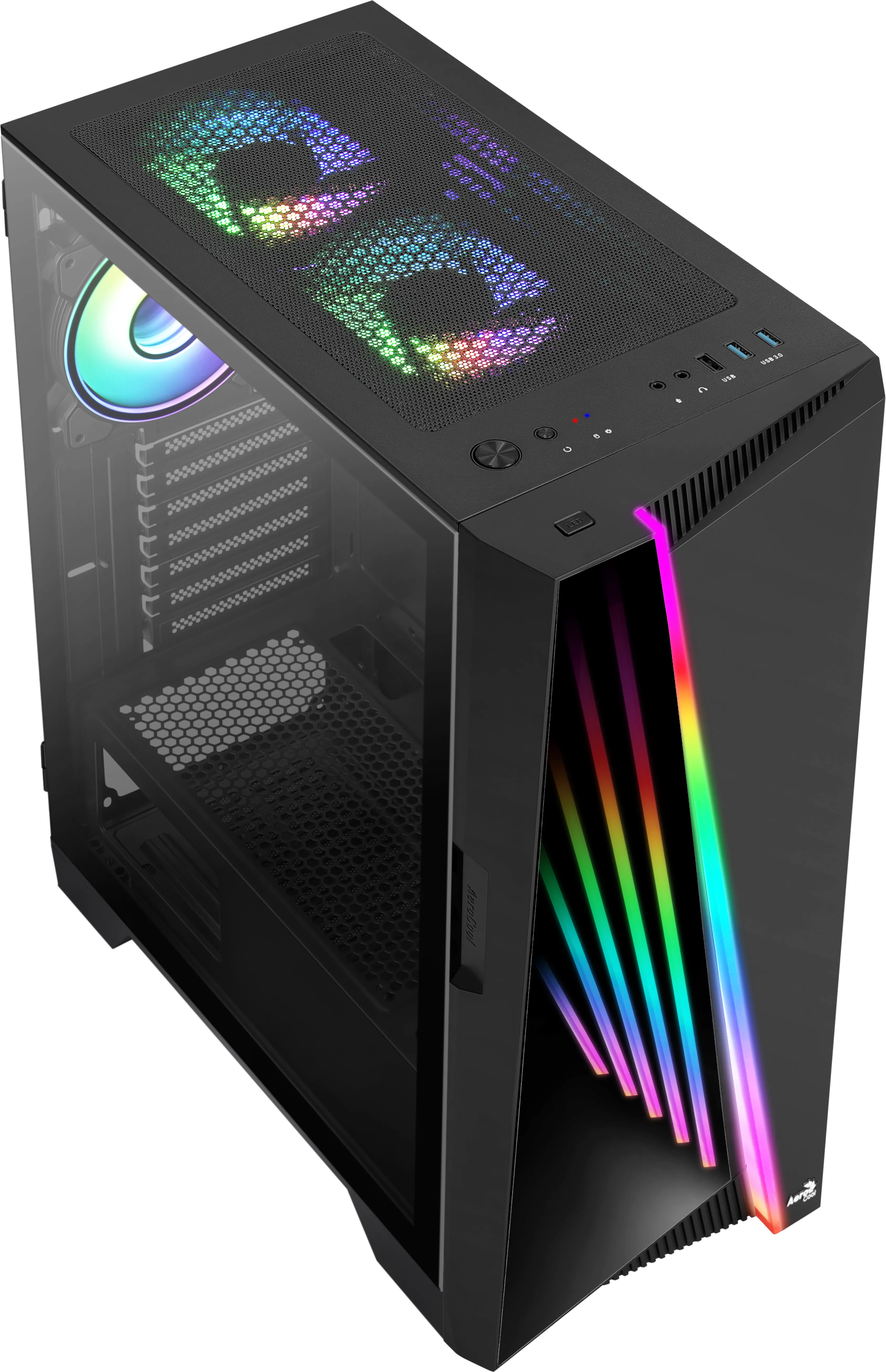 Boitier Moyen Tour ATX AeroCool Mirage V2 RGB avec panneau vitré (Noir)