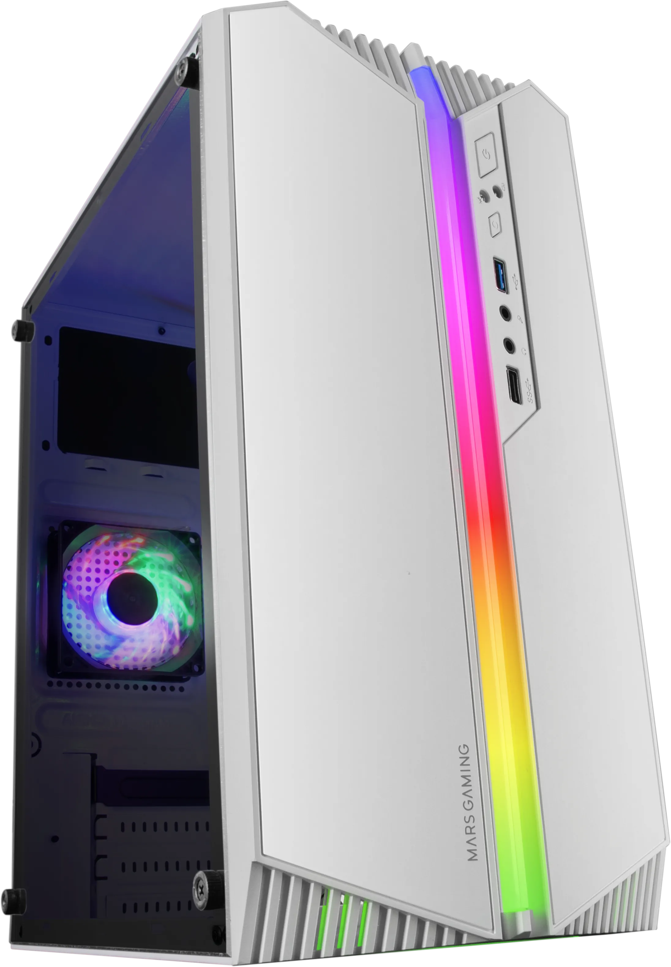 Boitier Mini Tour Micro ATX Mars Gaming MC-S1 RGB avec panneau vitré (Blanc)
