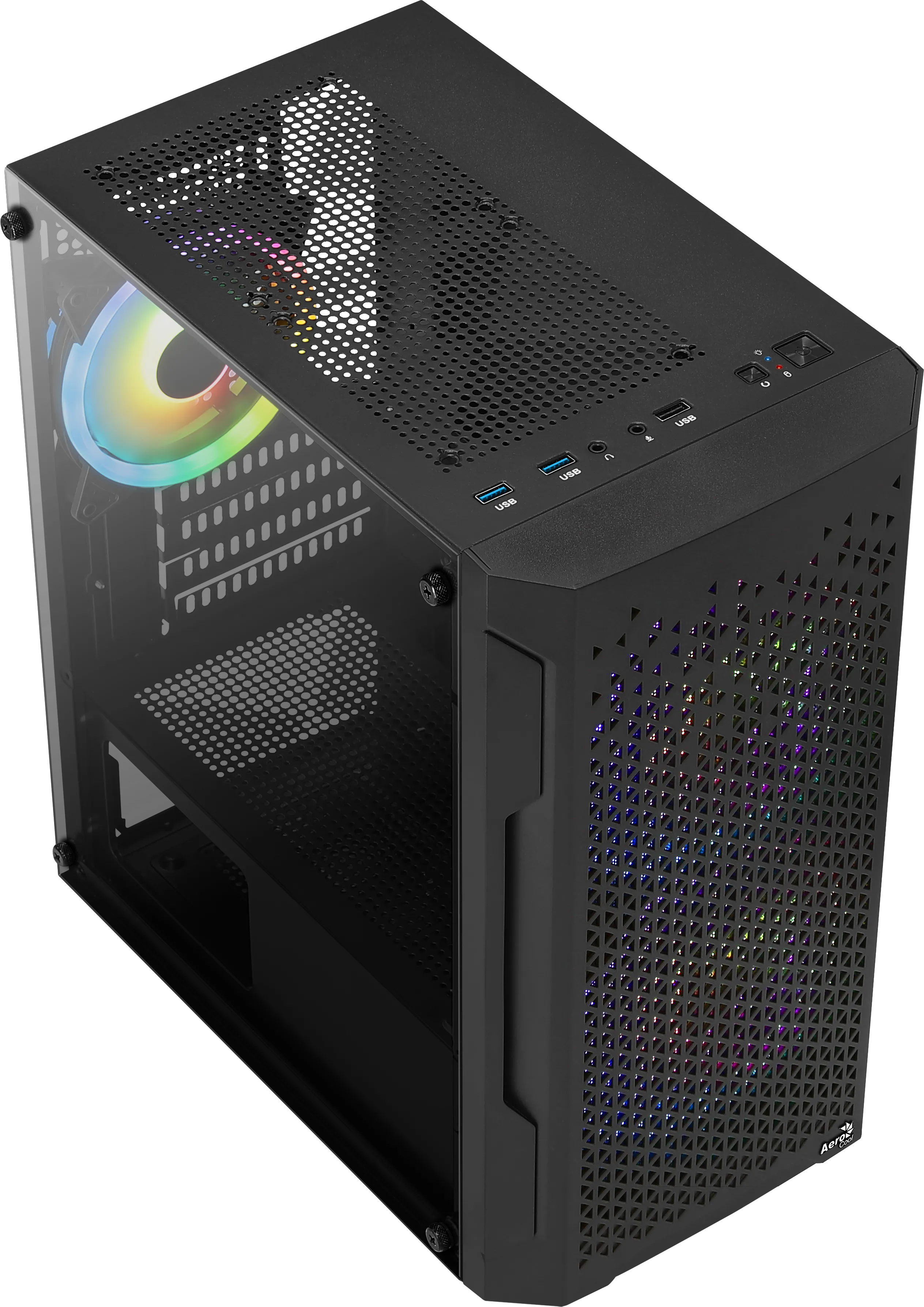 Boitier Mini Tour Micro ATX AeroCool Trinity Mini RGB avec panneau vitré (Noir)