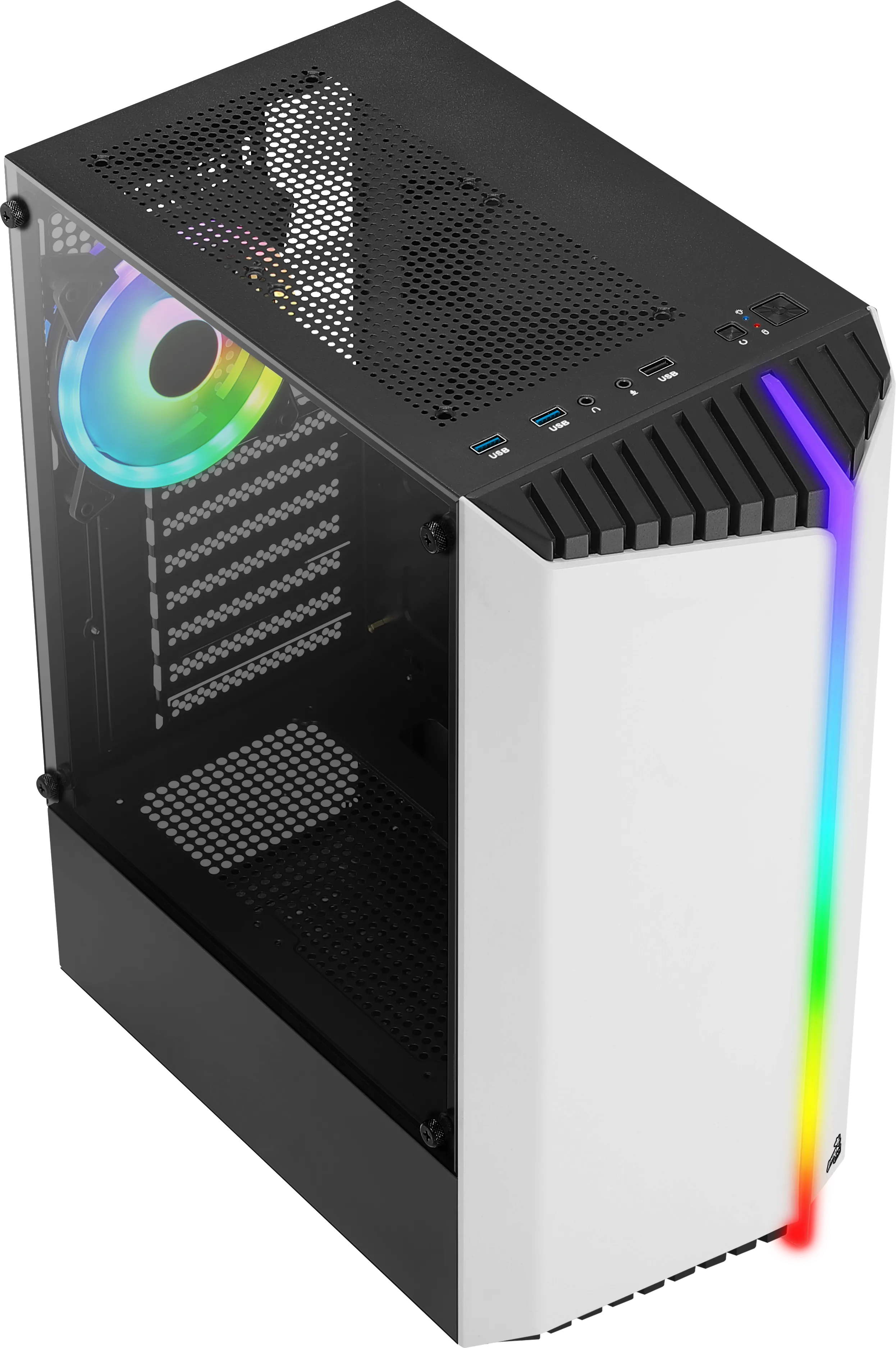 Boitier Moyen Tour ATX AeroCool Bionic V2 RGB avec panneau vitré (Blanc)