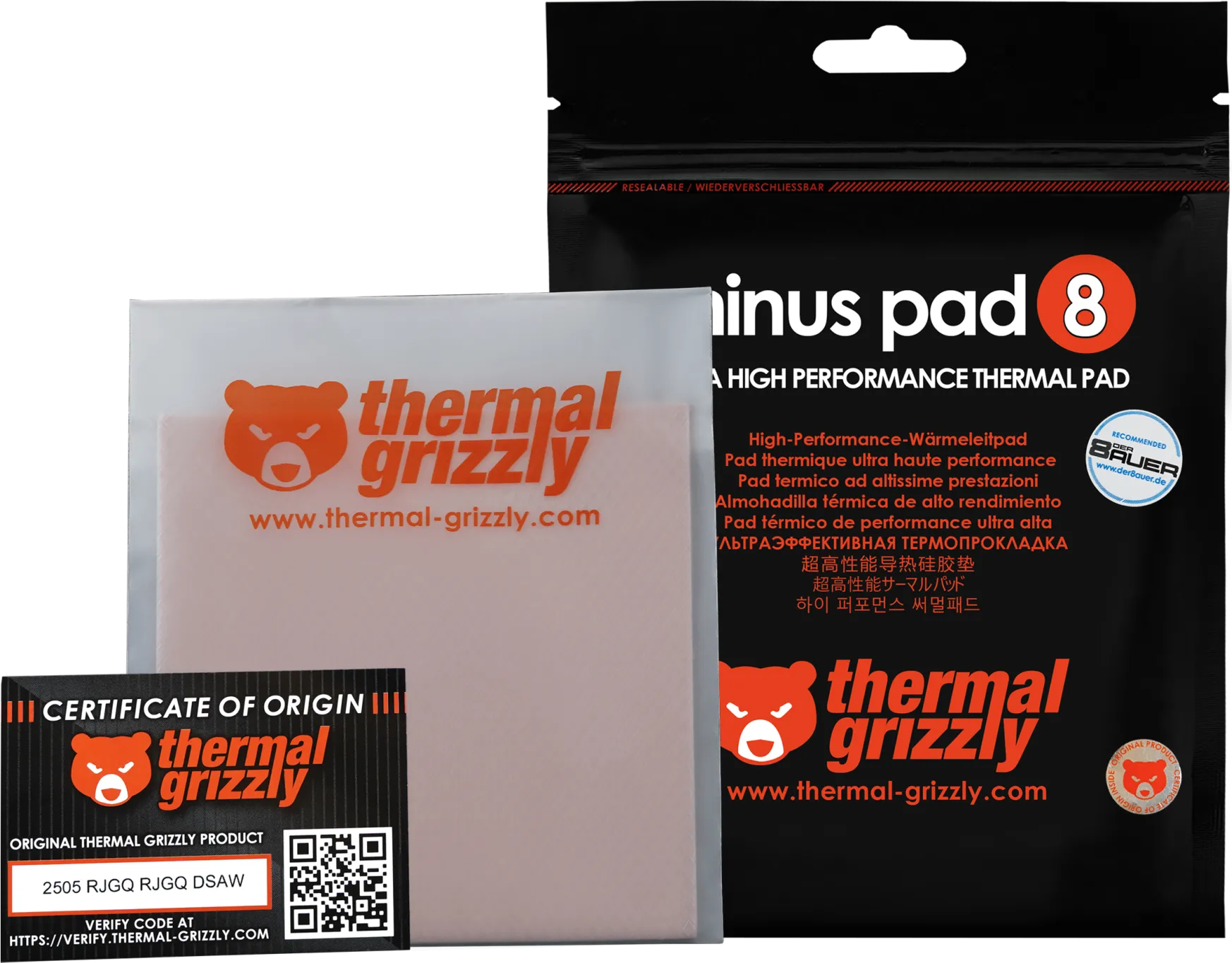 Pad Thermique Thermal Grizzly Minus Pad 8 100x100x3mm (Rose)