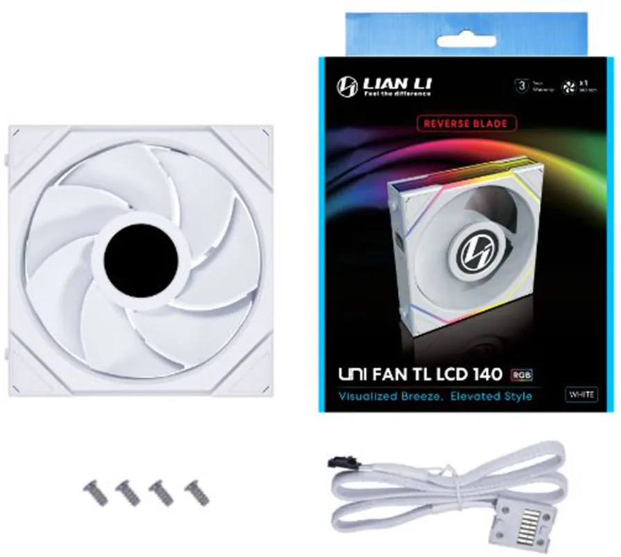 Ventilateur de boitier Lian Li Uni Fan TL LCD Reverse RGB - 14cm (Blanc)