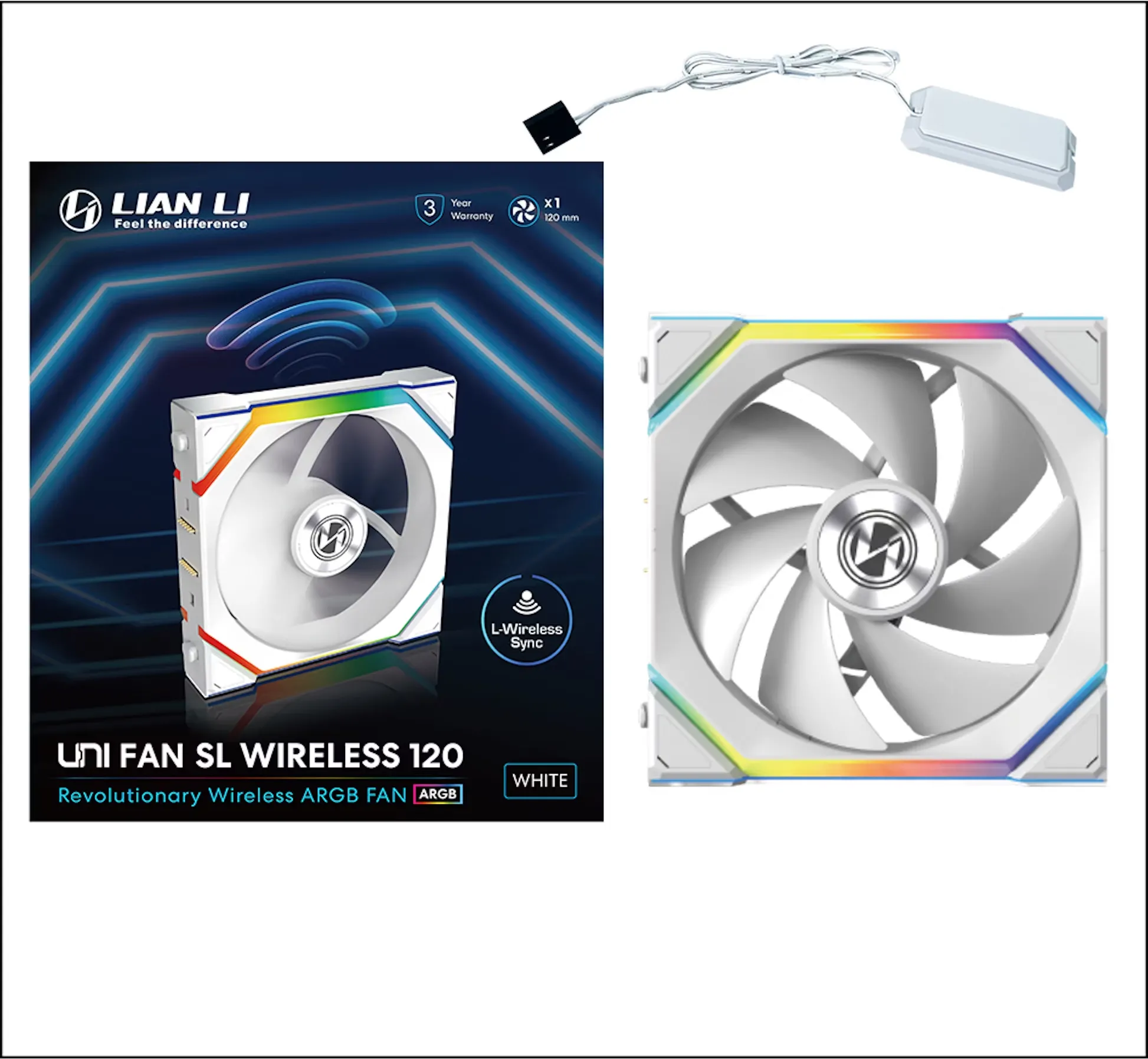 Ventilateur de boitier Lian Li Uni Fan SL Wireless RGB - 12cm (Blanc)