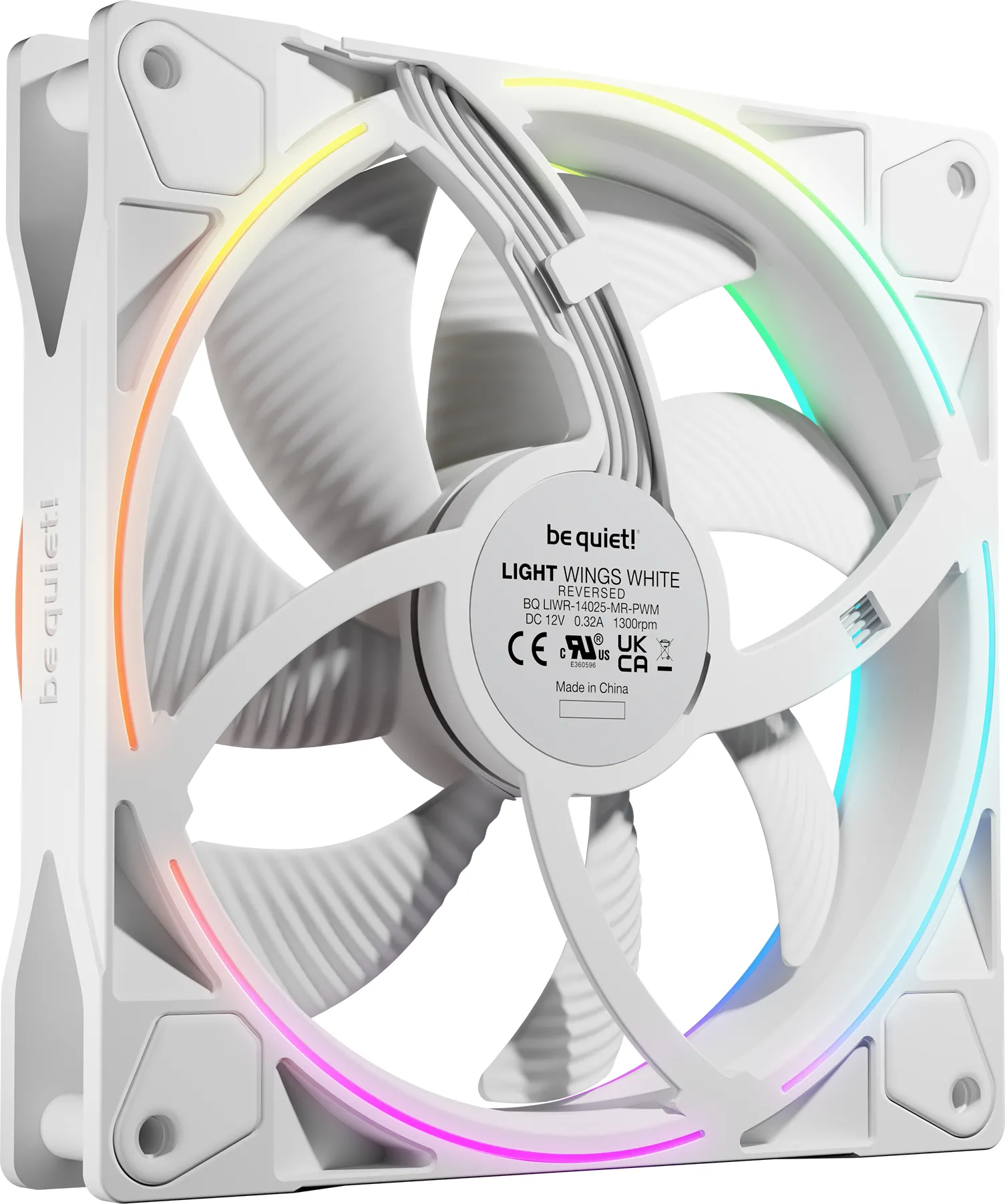 Ventilateur de boitier be quiet! Light Wings Reverse RGB - 14cm (Blanc)