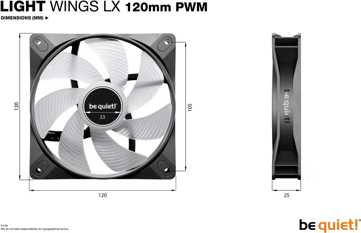 Lot de 3 Ventilateurs de boitier be quiet! Light Wings LX RGB - 12cm (Noir)