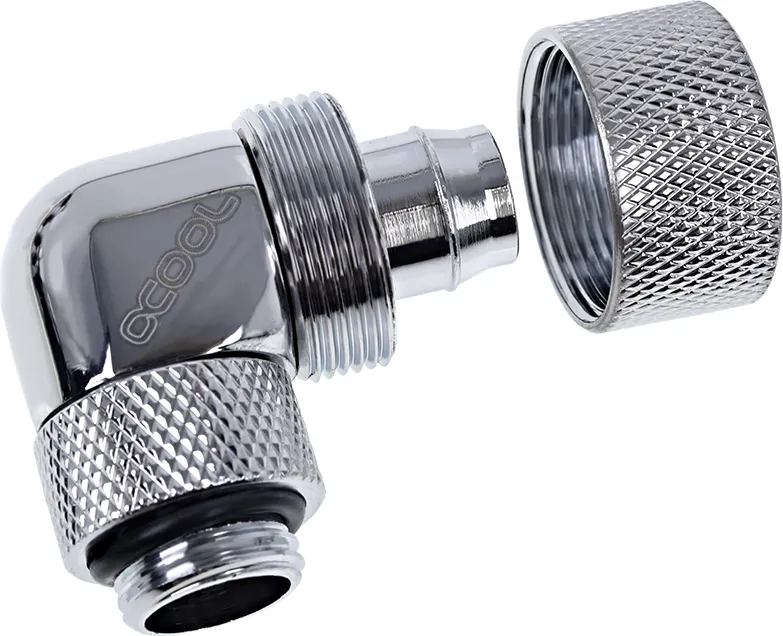 Raccord rotatif coudé à compression pour Tube Ø16mm - G1/4 Alphacool Eiszapfen (Argent)