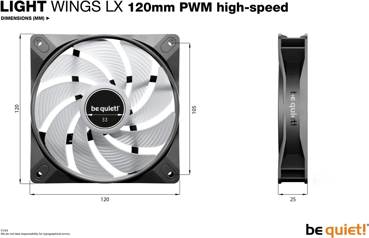 Lot de 3 Ventilateurs de boitier be quiet! Light Wings LX High Speed RGB - 12cm (Noir)