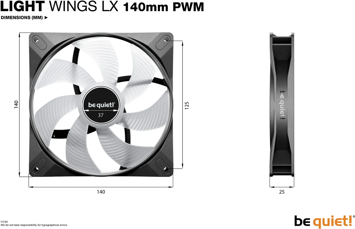 Ventilateur de boitier be quiet! Light Wings LX RGB - 14cm (Noir)