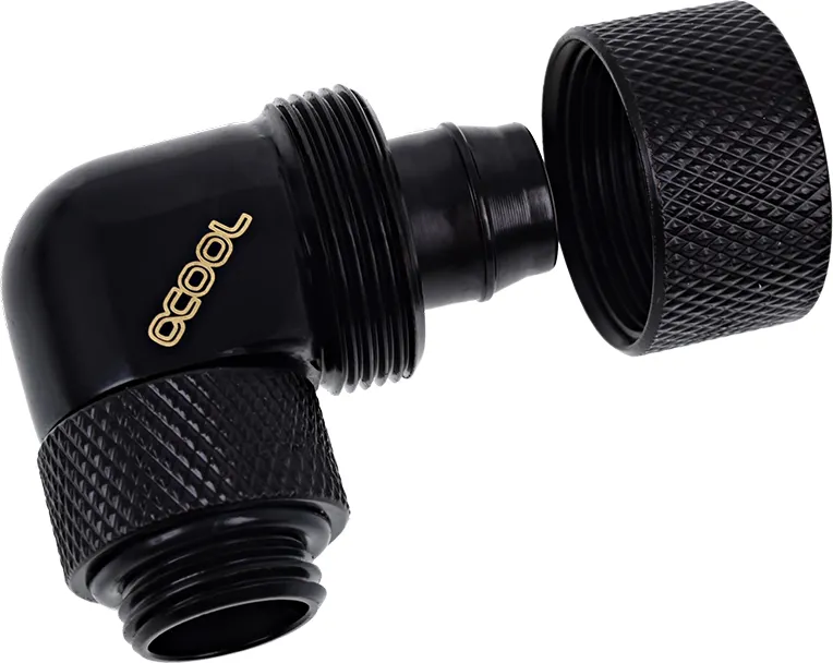 Raccord rotatif coudé à compression pour Tube Ø16mm - G1/4 Alphacool Eiszapfen (Noir)