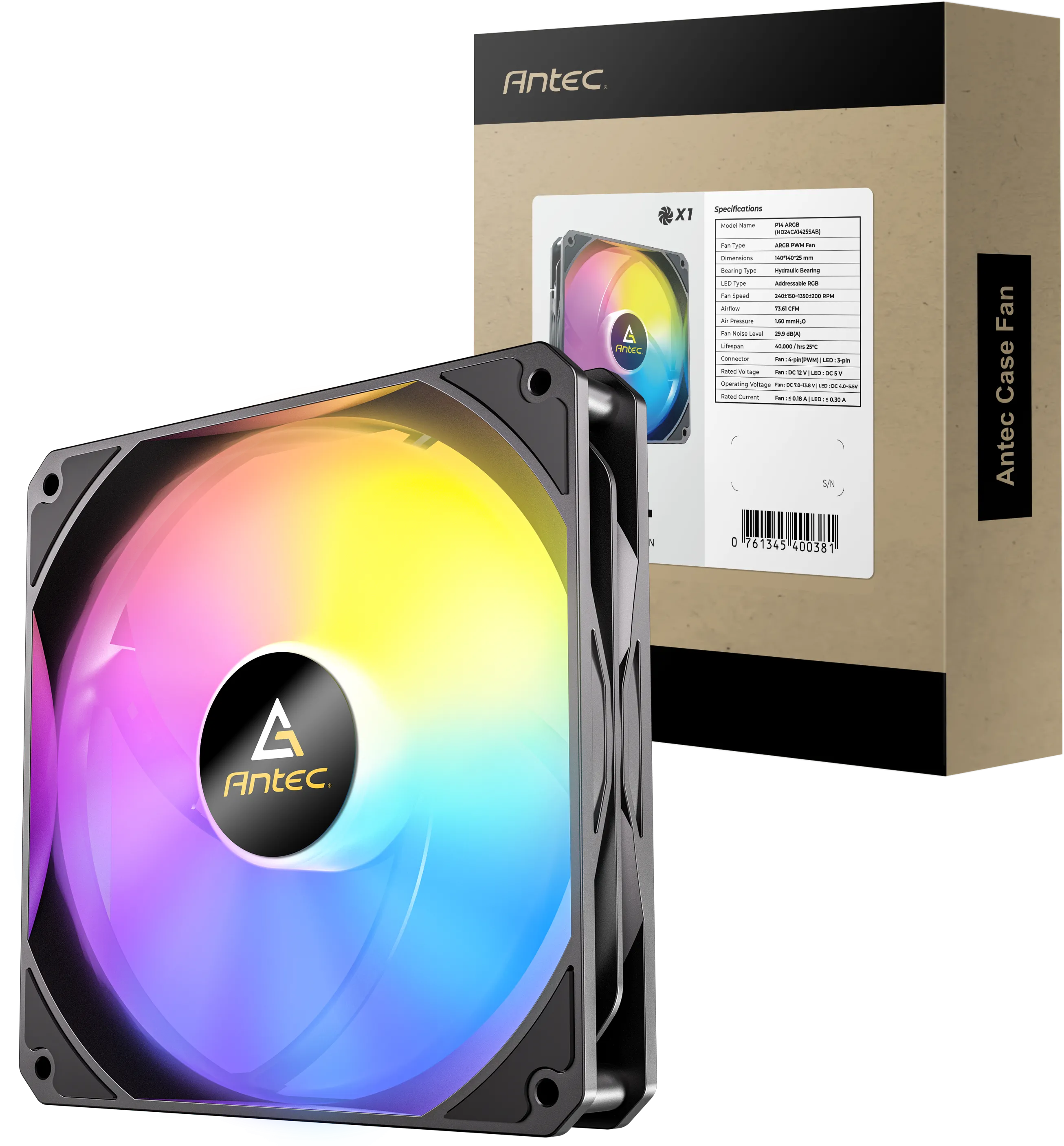 Ventilateur de boitier Antec P14 RGB - 14cm (Noir)