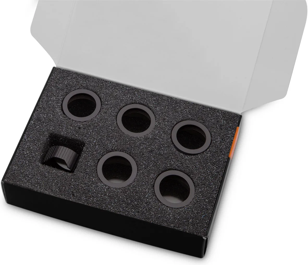 Lot de 6 Anneaux de serrage pour Tube Ekwb EK-Quantum Torque Compression Ring HDC 16 (Noir)