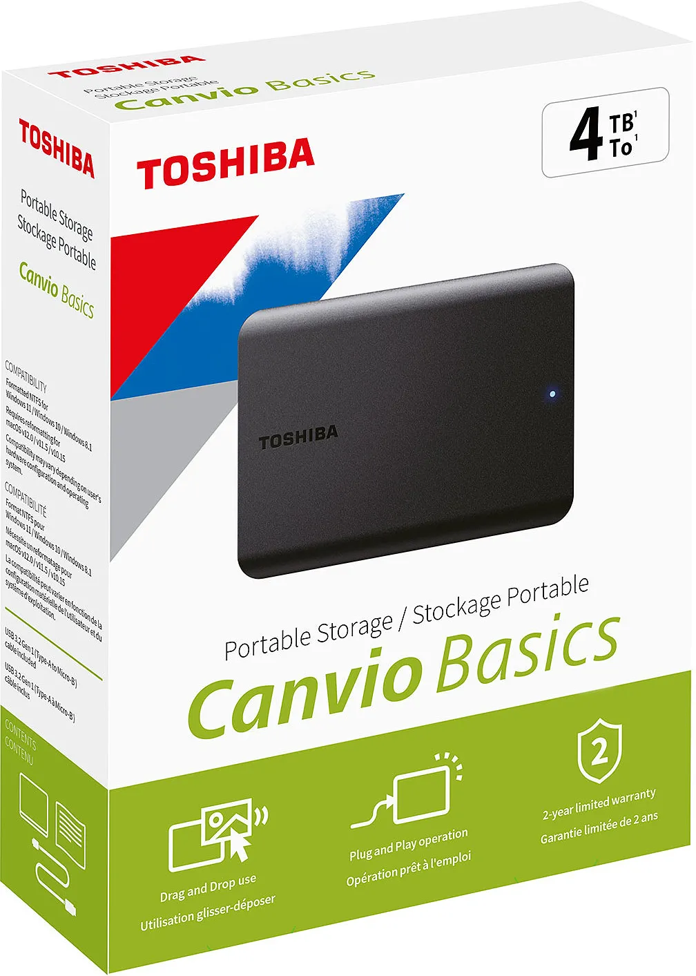 Disque Dur externe Toshiba Canvio Basics 2022 - 4To  (Noir)