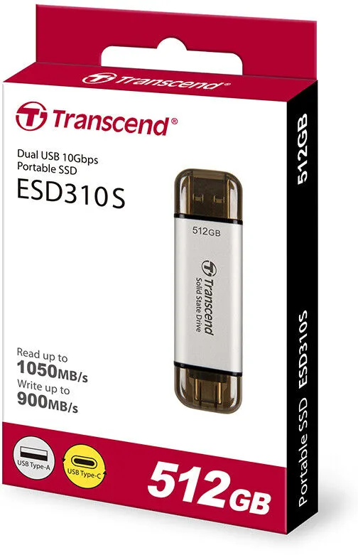 Disque SSD externe Transcend ESD310 - 512Go (Argent)