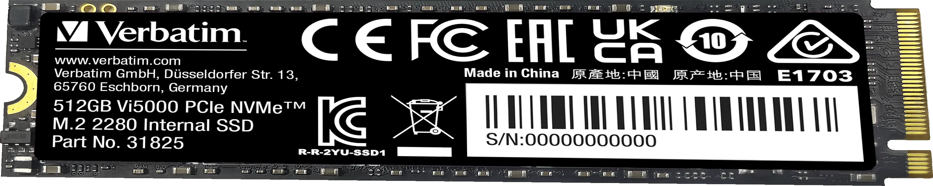 Disque SSD Verbatim Vi5000 512Go - NVMe M.2 Type 2280