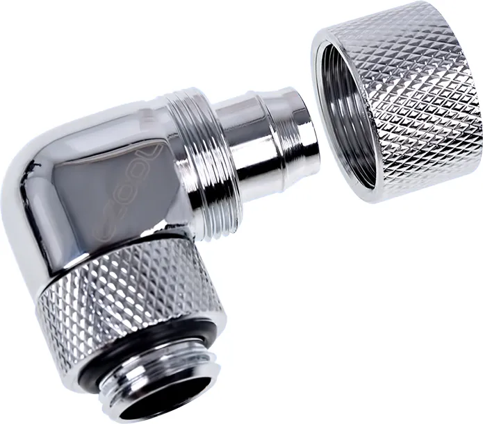 Raccord rotatif coudé à compression pour Tube Ø13mm - G1/4 Alphacool Eiszapfen (Argent)