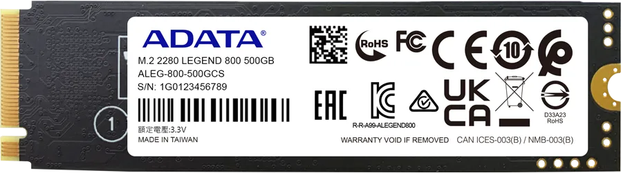 Disque SSD Adata Legend 800 500Go - M.2 NVMe Type 2280