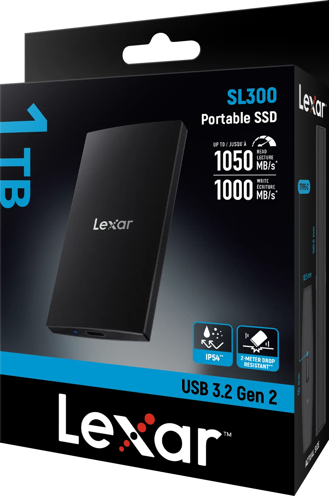 Disque SSD externe Lexar SL300 - 1To (Noir)