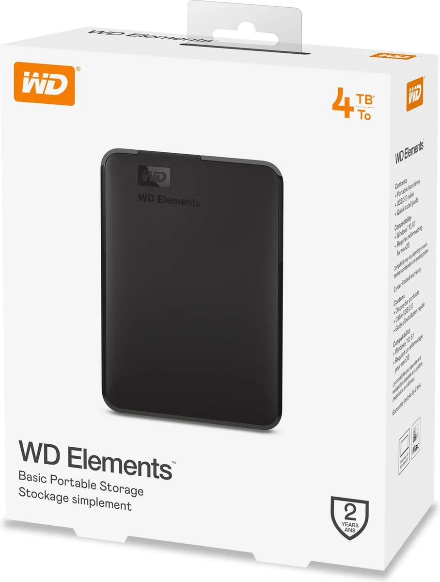 Disque Dur externe Western Digital Elements Portable - 4To  (Noir)