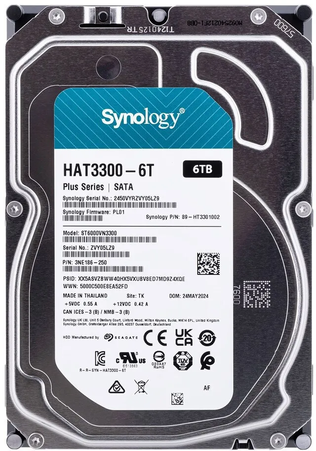 Disque Dur 3,5" Synology HDD Plus 6To - S-ATA