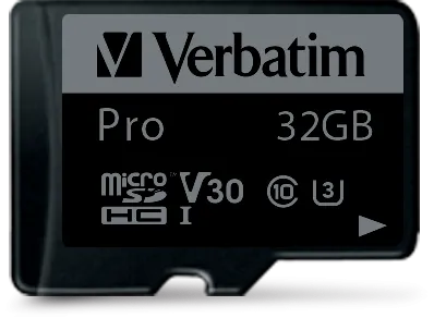 Carte mémoire Micro SD Verbatim Pro U3 - 32Go avec adaptateur