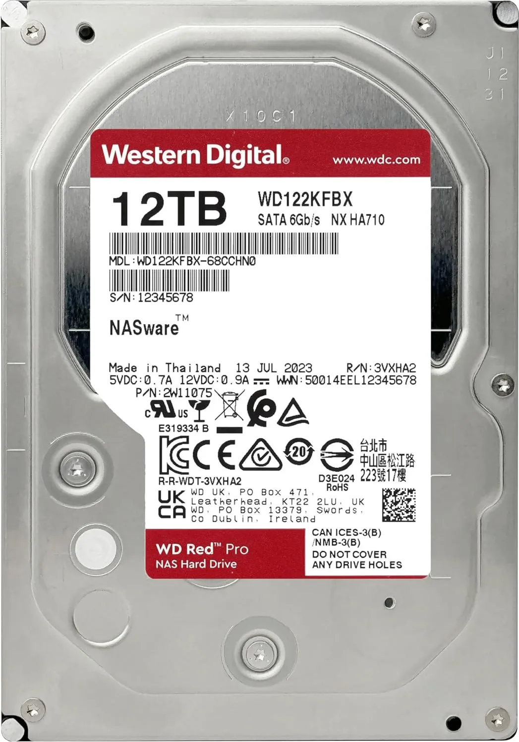 Disque Dur 3,5" Western Digital Red Pro NAS 12To 512Mo - S-ATA
