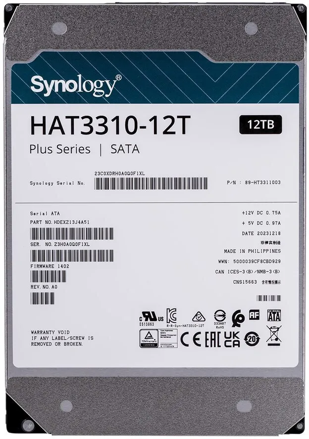 Disque Dur 3,5" Synology HDD Plus 12To - S-ATA