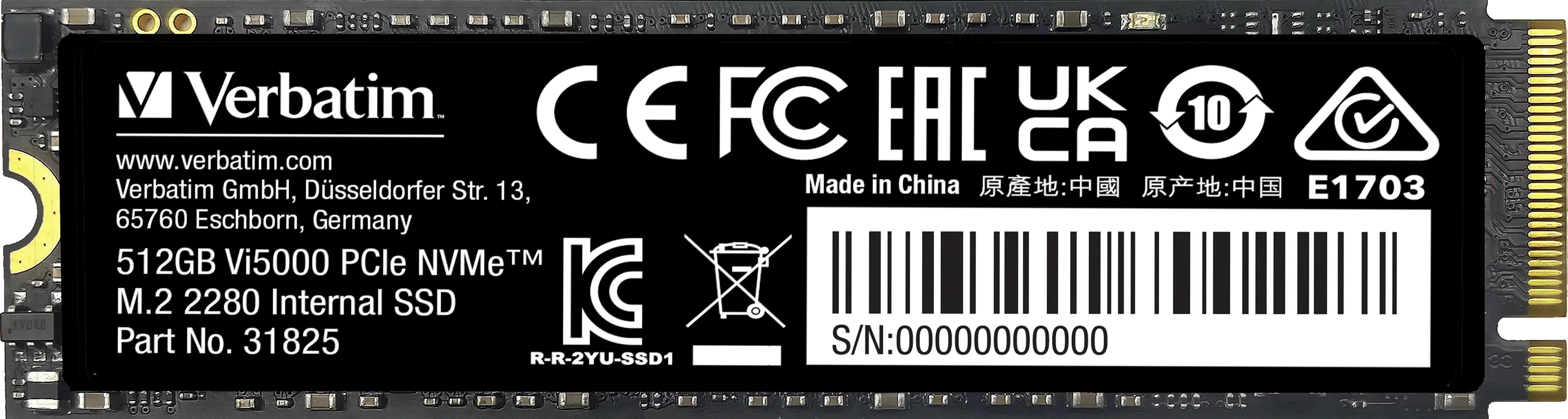 Disque SSD Verbatim Vi5000 512Go - NVMe M.2 Type 2280
