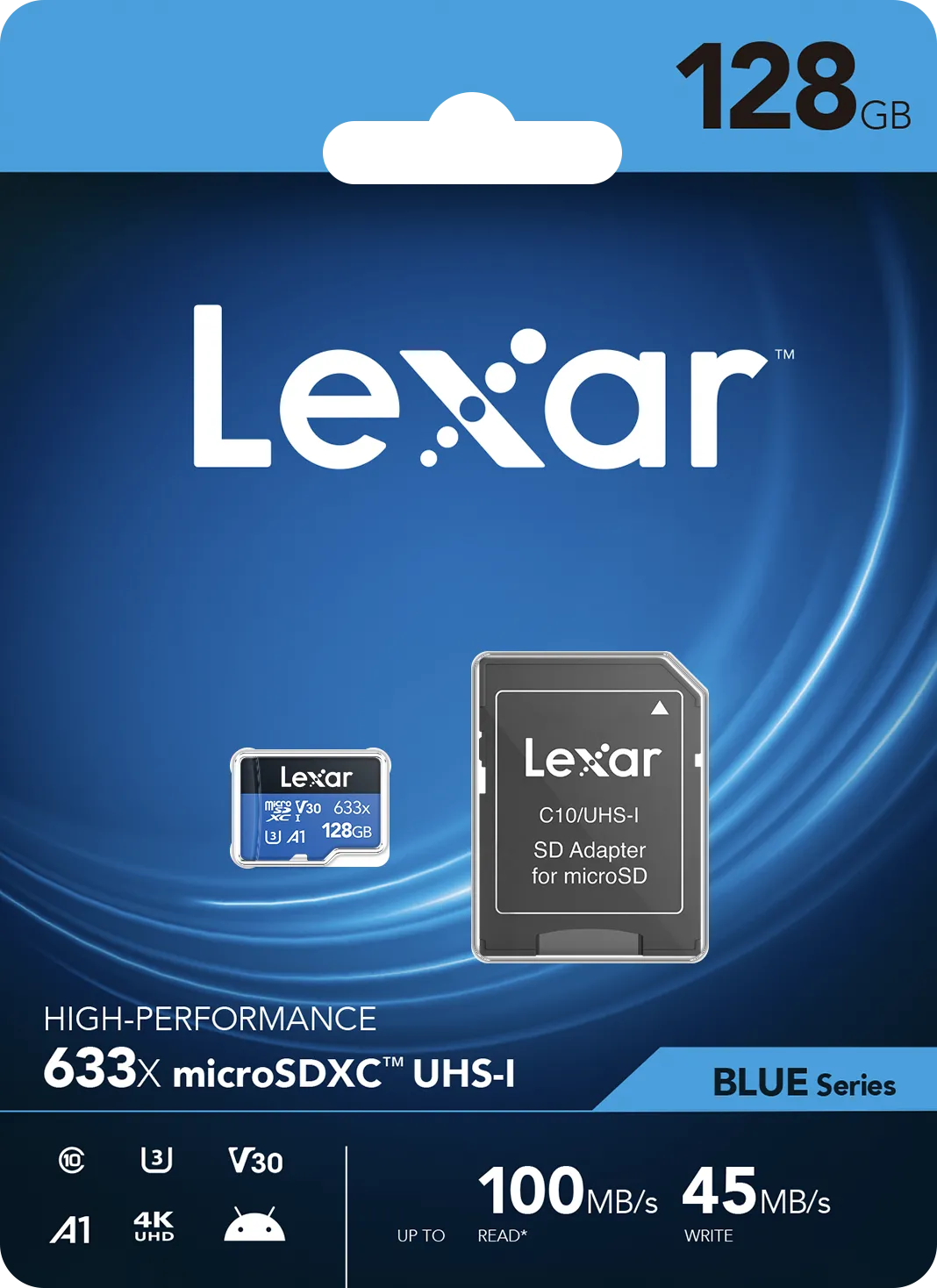 Carte mémoire Micro SD Lexar 633x - 128Go avec adaptateur
