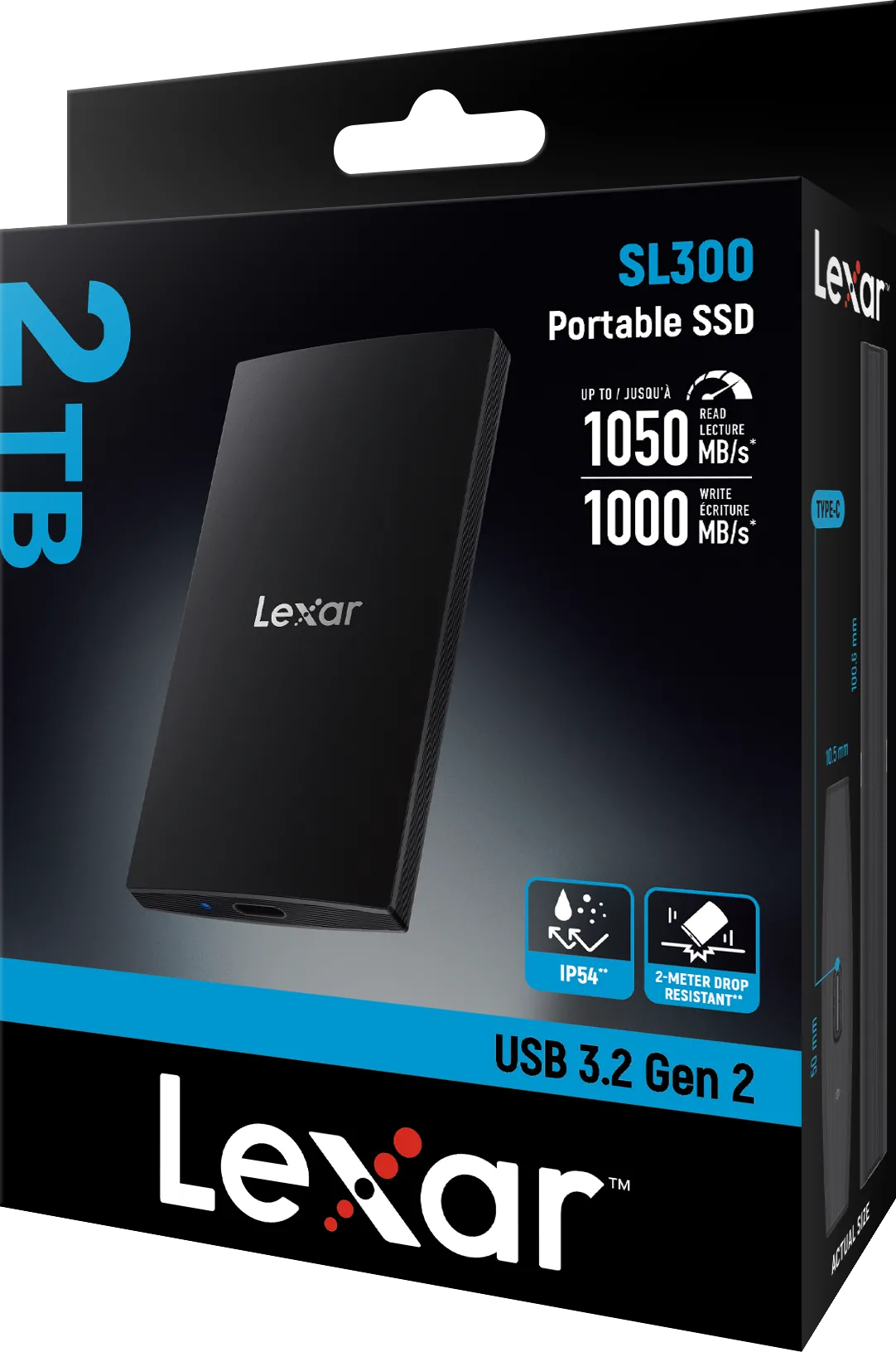 Disque SSD externe Lexar SL300 - 2To (Noir)