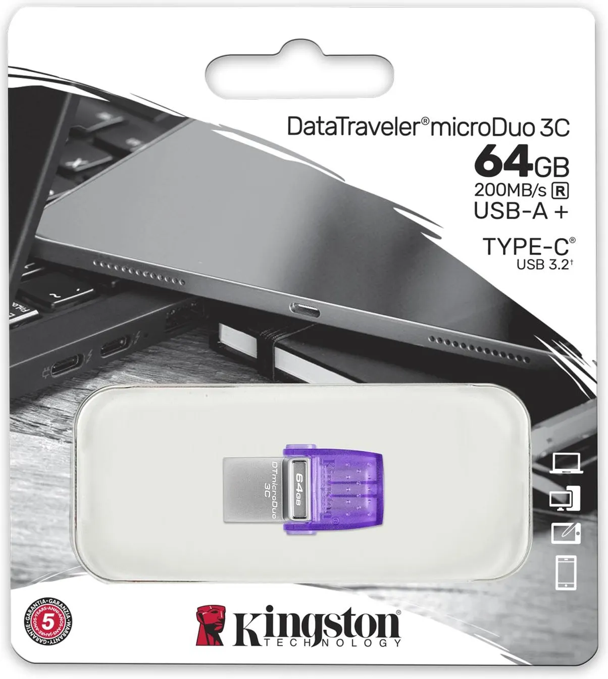 Clé USB-C 3.2 Kingston DataTraveler MicroDuo 3C - 64Go