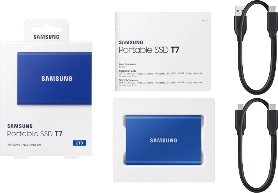 Disque SSD NVMe externe Samsung T7 - 2To  (Bleu)