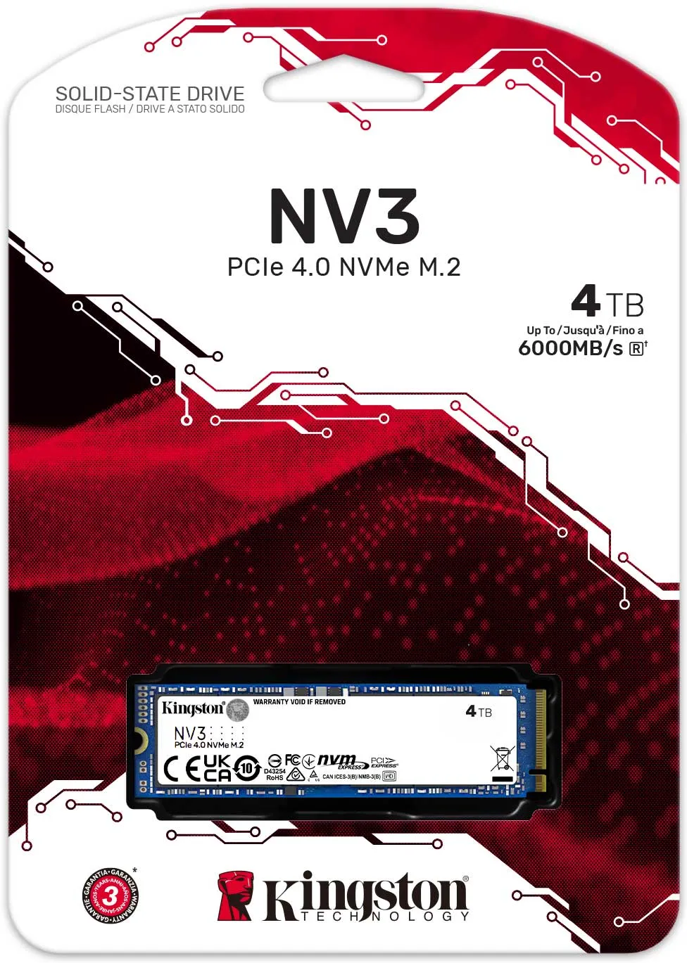 Disque SSD Kingston NV3 4To - NVMe M.2 Type 2280