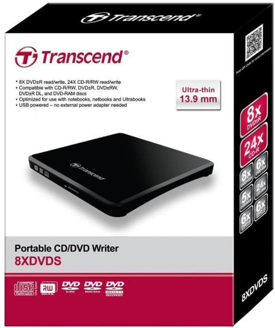 Graveur DVD externe Transcend 8XDVDS (Noir)