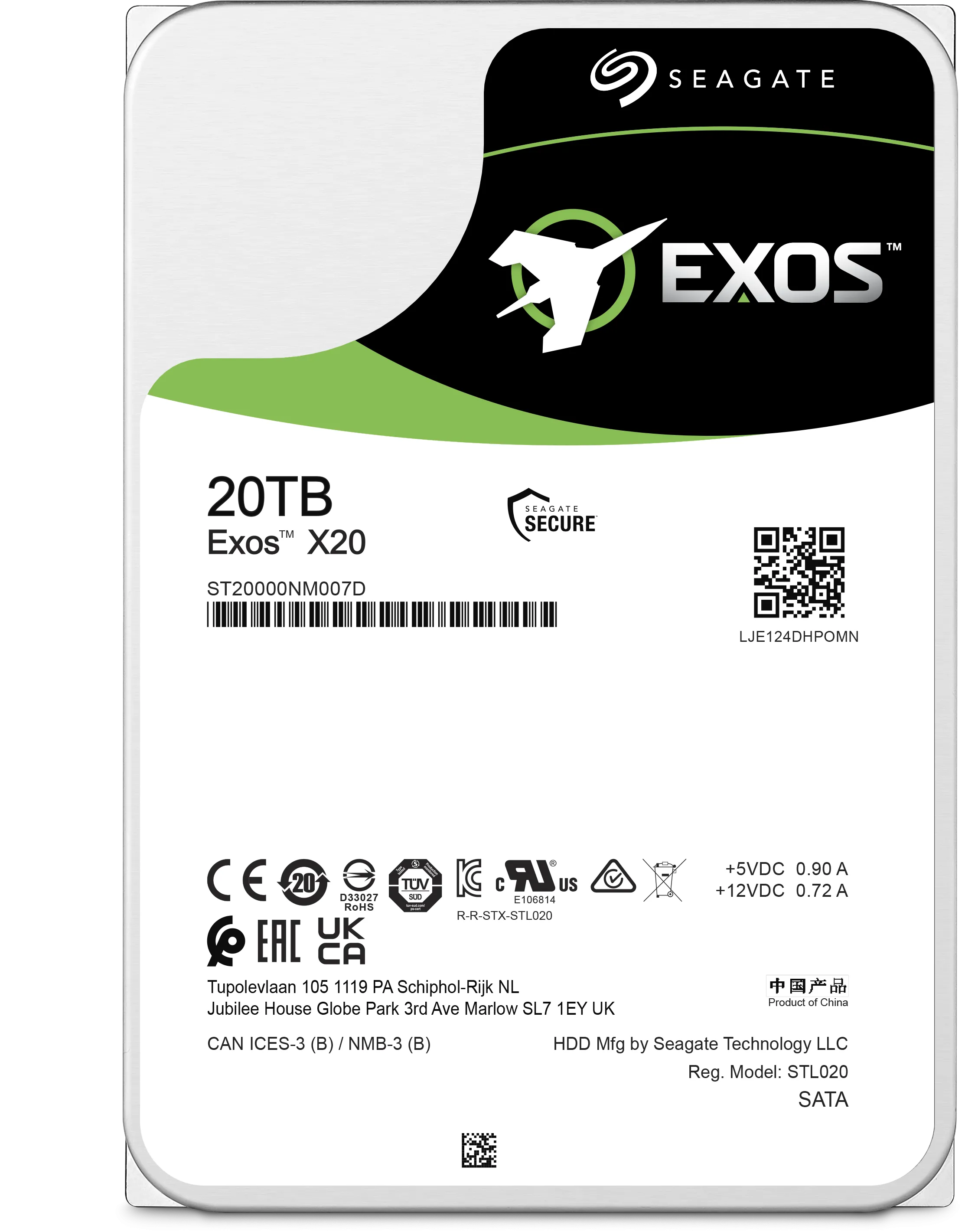 Disque Dur 3,5" Seagate Exos X20 20To  - S-ATA