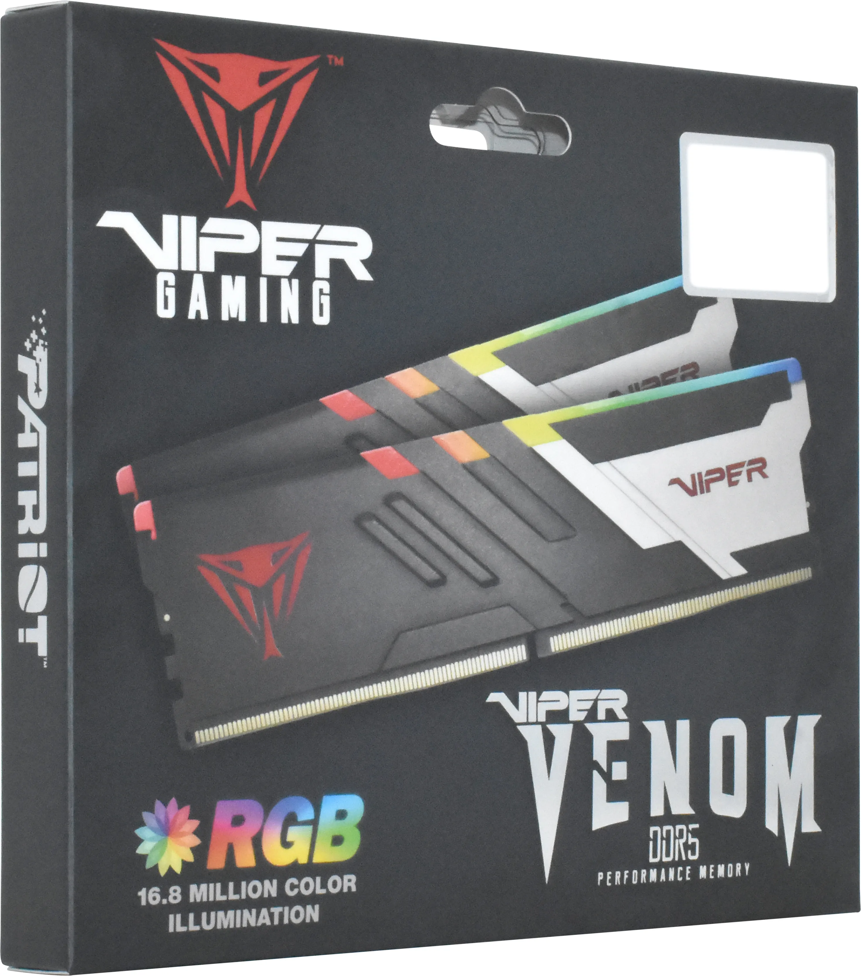 Kit Barrettes mémoire 32Go (2x16Go) DIMM DDR5 Patriot Viper Venom RGB  7200MHz (Noir)