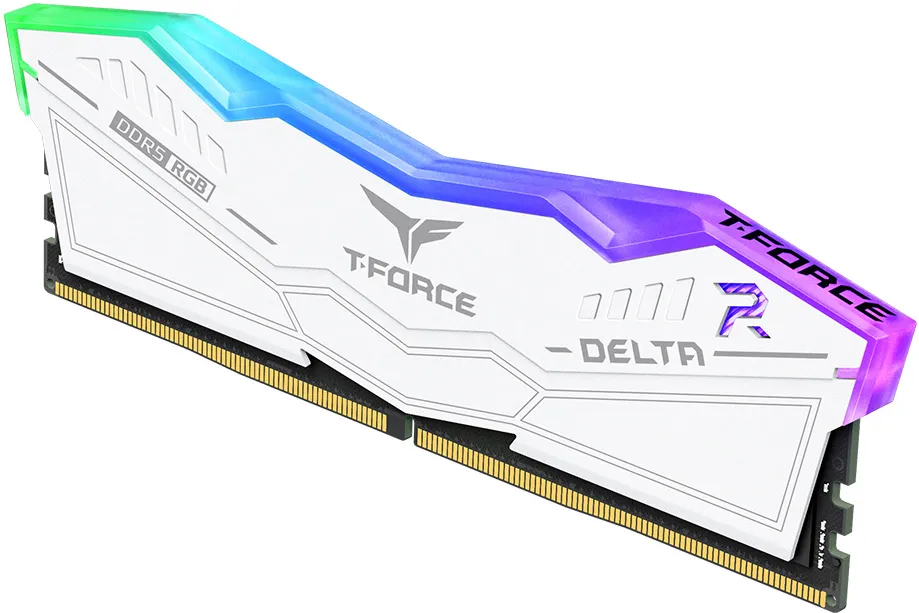 Kit Barrettes mémoire 32Go (2x16Go) DIMM DDR5 Team Group T-Force Delta RGB 6000Mhz (Blanc)