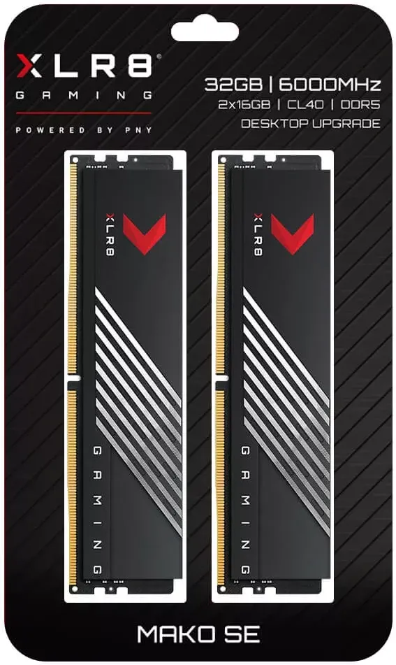 Kit Barrettes mémoire 32Go (2x16Go) DIMM DDR5 PNY XLR8 Gaming Mako  6000MHz (Noir)