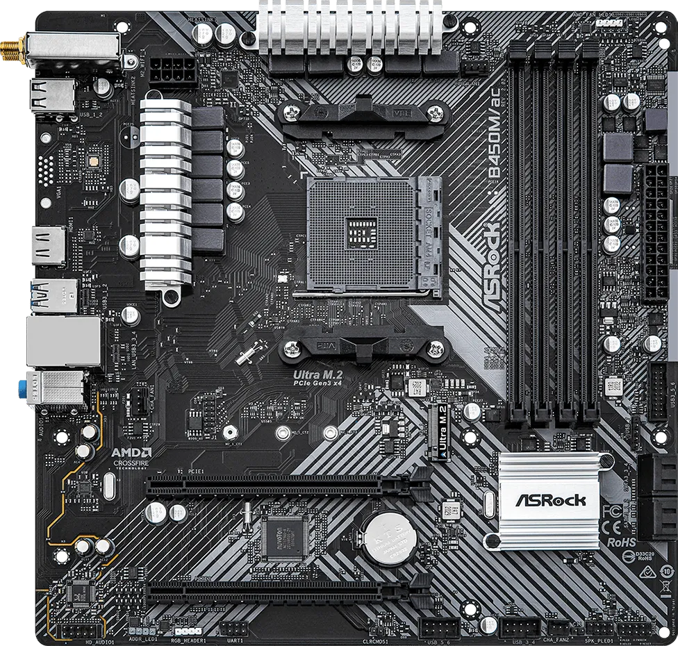 Carte Mère ASRock B450M/AC R2.0 (AM4) Micro ATX