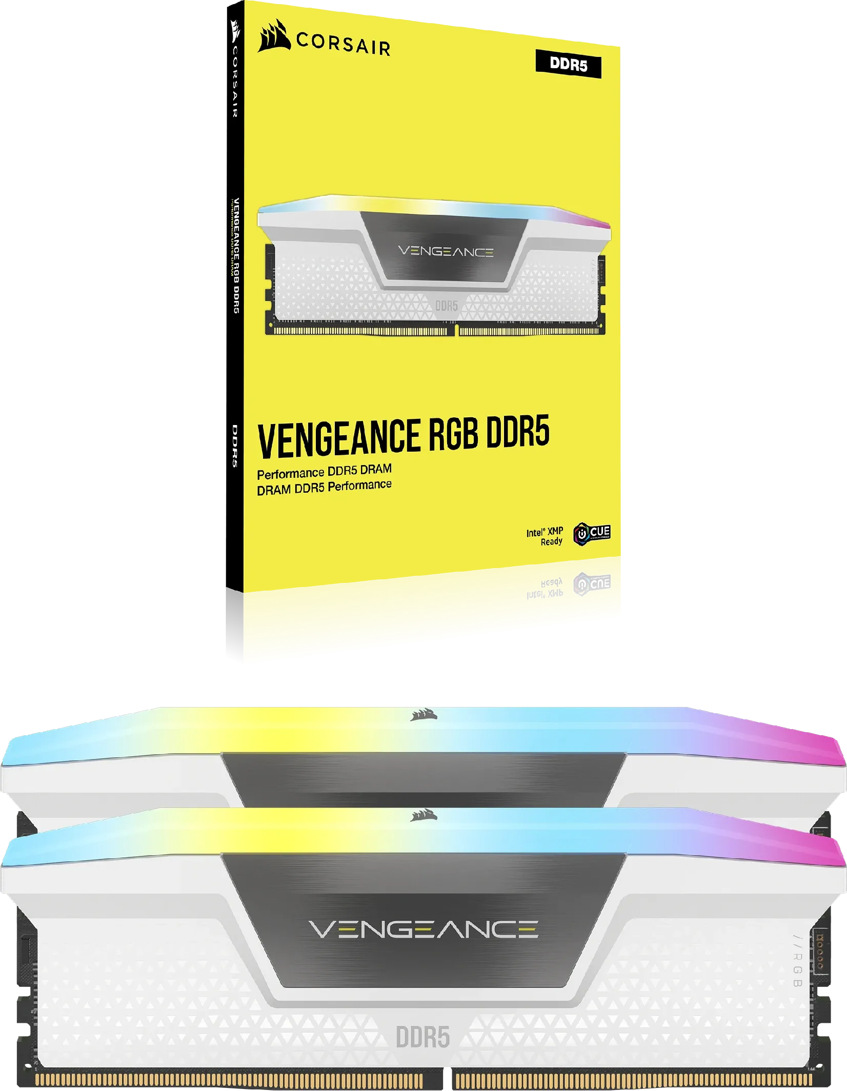 Kit Barrettes mémoire 32Go (2x16Go) DIMM DDR5 Corsair Vengeance RGB 6000MHz (Blanc)