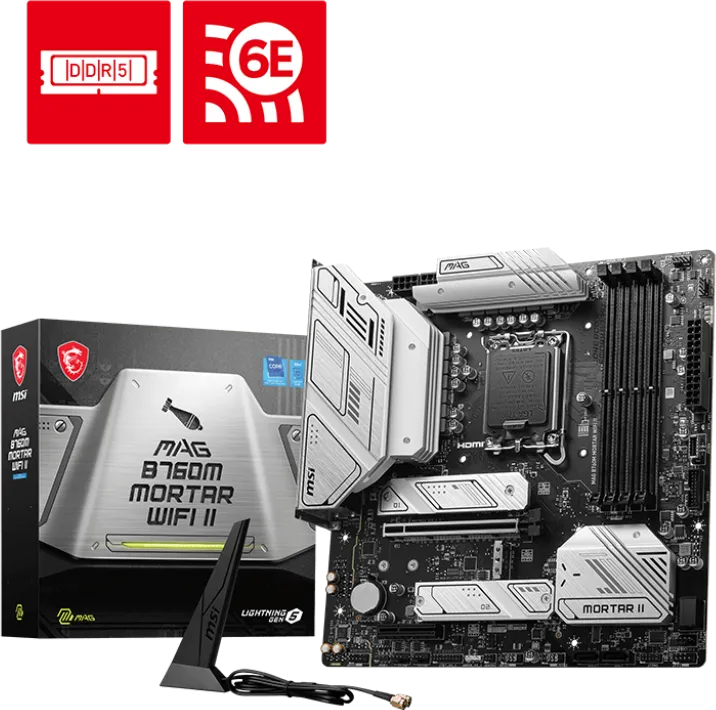 Carte Mère MSI Mag B760M Mortar WiFi II DDR5 (Intel LGA 1700) Micro ATX