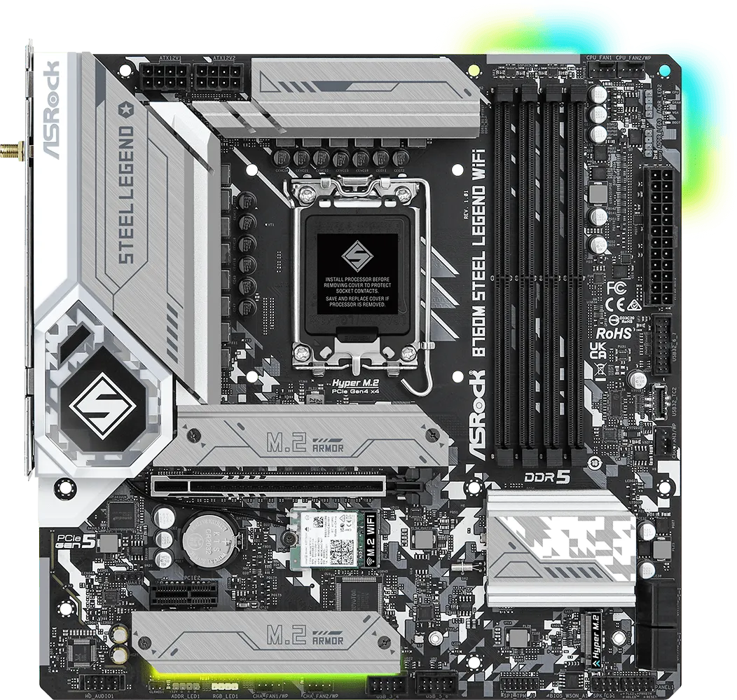 Carte Mère ASRock B760M Steel Legend WiFi DDR5 (Intel LGA 1700) Micro ATX