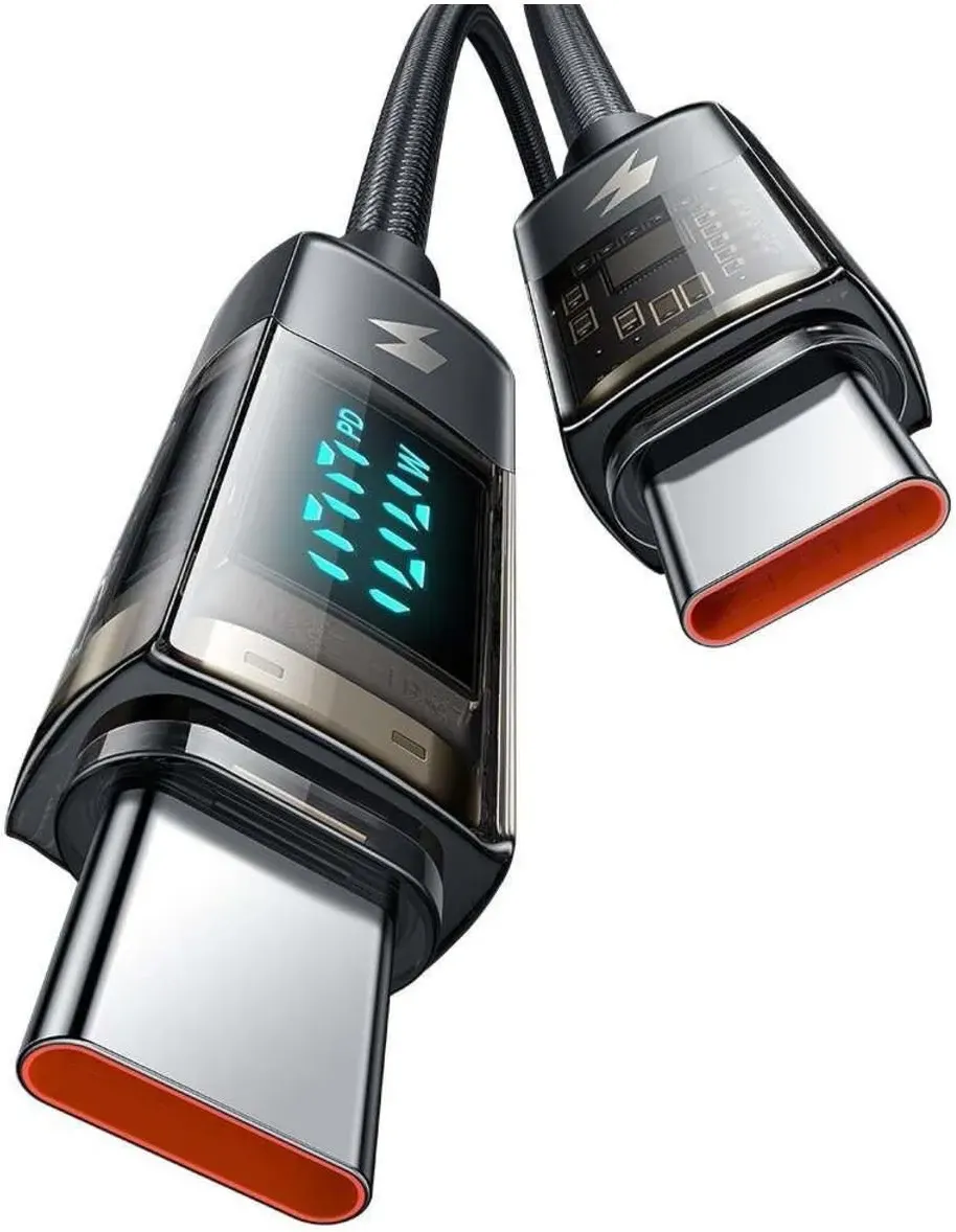 Câble Mcdodo Digital Display USB-C vers Lightning avec écran 1,2m M/M 36W (Transparent/Noir)