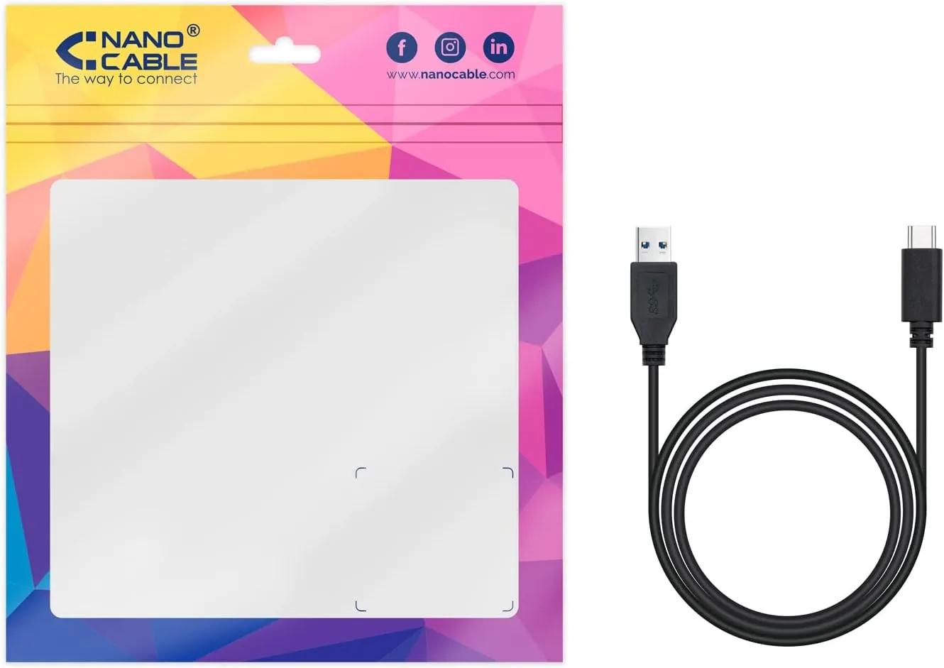 Câble Nanocable USB-A/C 3.1 M/M 1m (Noir)