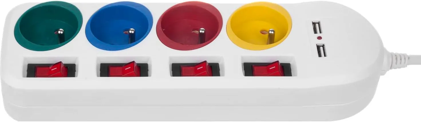 Multiprise 4 prises Maclean MCE229 + Interrupteur 1,50m (Blanc)