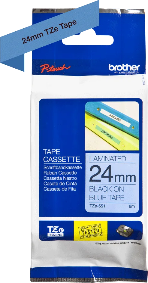 Cassette de Ruban Brother TZe-551 24mmx8m (Noir/Bleu)