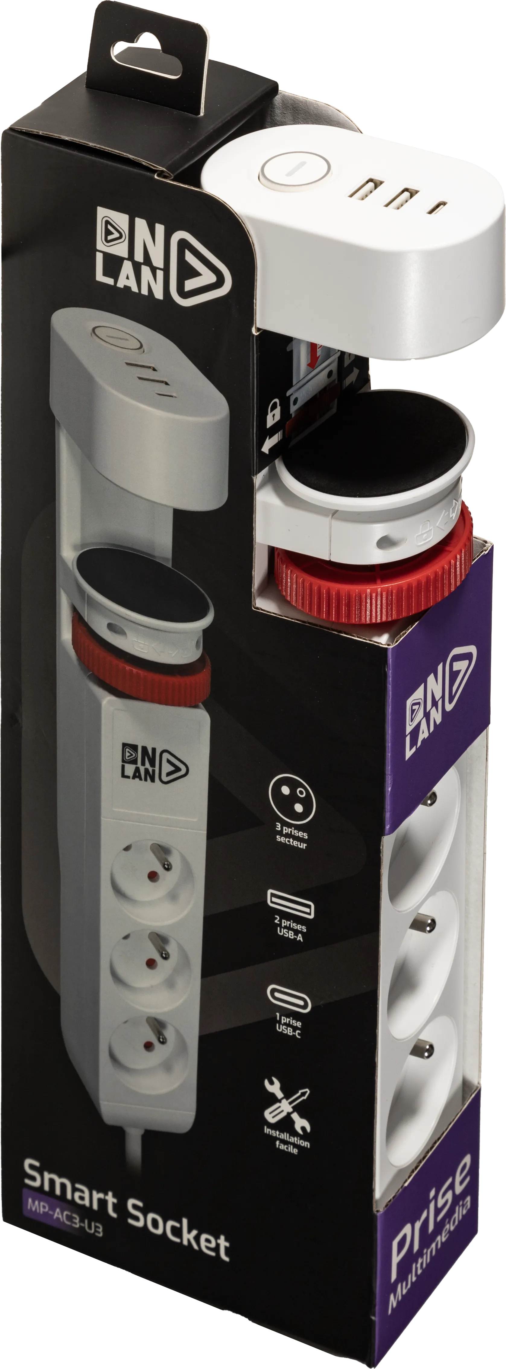 Multiprise sous table 3 prises OnLan Power Desk Station (Blanc)