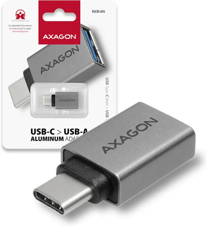 Adaptateur USB-C Axagon vers USB-A M/F (Gris)