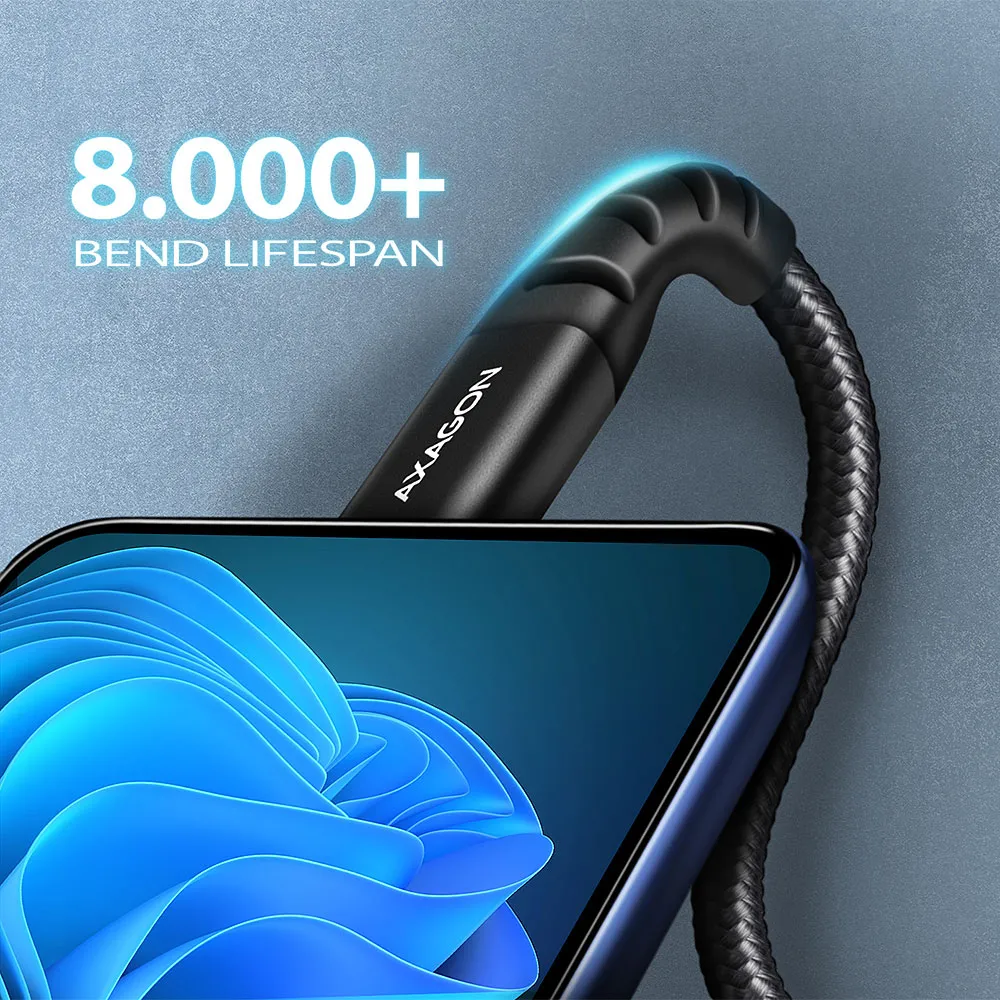 Câble Axagon USB-C 2m M/M 60W (Noir)